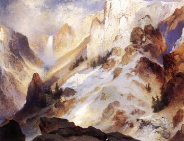 イエス Painting - イエローストーンキャニオンの風景トーマス・モラン山脈